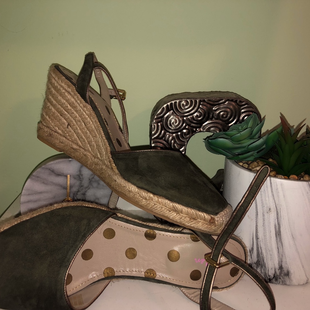 Green Suede Wedges- Boden, Size 8 1/2